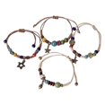 thumbnail image 1 of 4pcs Ethnic Style Handchain Pine Cone Pentagrams Pendant Bracelet Ceramic Beaded Jewelry for Women with Adjustable Size, 1 of 5