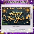 thumbnail image 2 of Golden Lettering Happy New Year Banner Firework Design Festive Backdrop Star Pattern String Lights Holiday Background for New Year Party Holiday Celebration New Year Eve Event, 2 of 9
