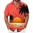 thumbnail image 2 of LODIENY Hawaiian Shirt for Men Trendy Tropical Palm Tree Sunset Printed Loose Fit Shirt Short Sleeve Casual Button Down Holiday Beach Graphic T-Shirts Tops with Pocket Multicolor#18 S, 2 of 7