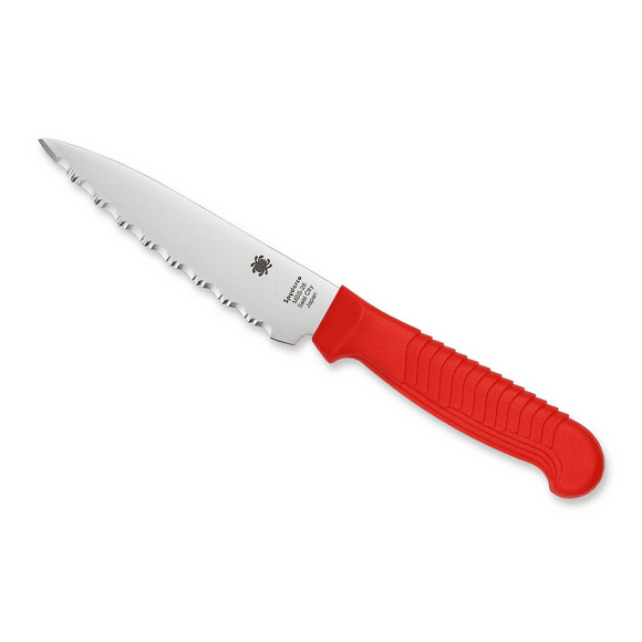 Spyderco Knives Utility Kitchen Knife Cutlery Red Serrated Stainless K05SRD Cuchillo