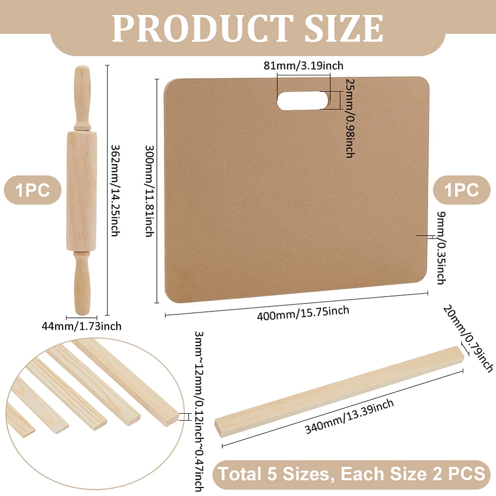 1 Set Ceramic Making Tools Pottery Clay Tools Pottery Clay Sculpting Modeling Tool Sets Rectangle MDF Wood Boards Wooden Rolling Pin and Mud Roller