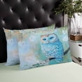 thumbnail image 4 of Blue Owl Throw Pillow Cover 20 x 26 Inch Decorative Pillow Cover Watercolor Flower Bird on Branch Lumbar Pillowcase Seasonal Rectangle Cushion Case for Couch Sofa Bed Living Room, 4 of 7