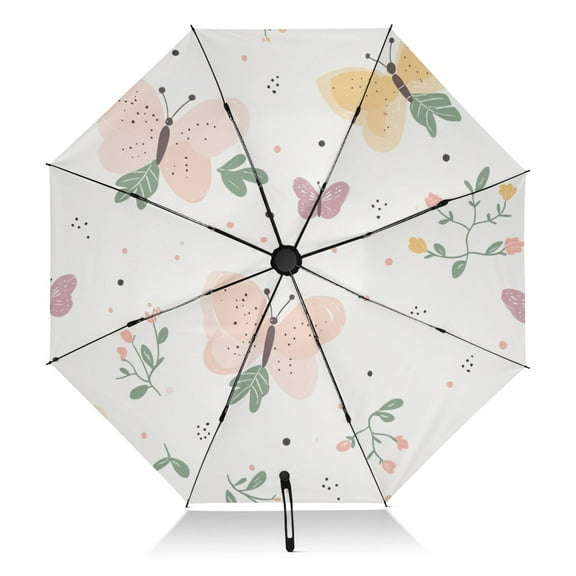 Colorful Butterflies and Flowers Extra Large Automatic Umbrella, UV Protection, Waterproof, Auto Open and Close