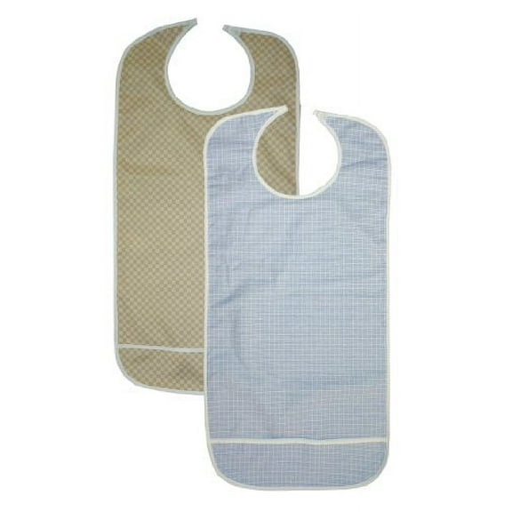 2 Pack Adult Vinyl Adult Bibs with Crumb Catcher - Gold and Blue