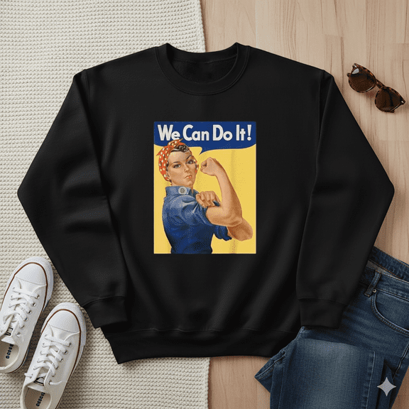 We Can Do It Motivational Feminist Icon Rosie Riveter Graphic Gift for Women Sweatshirt, for Men & Women, up to Size 5XL