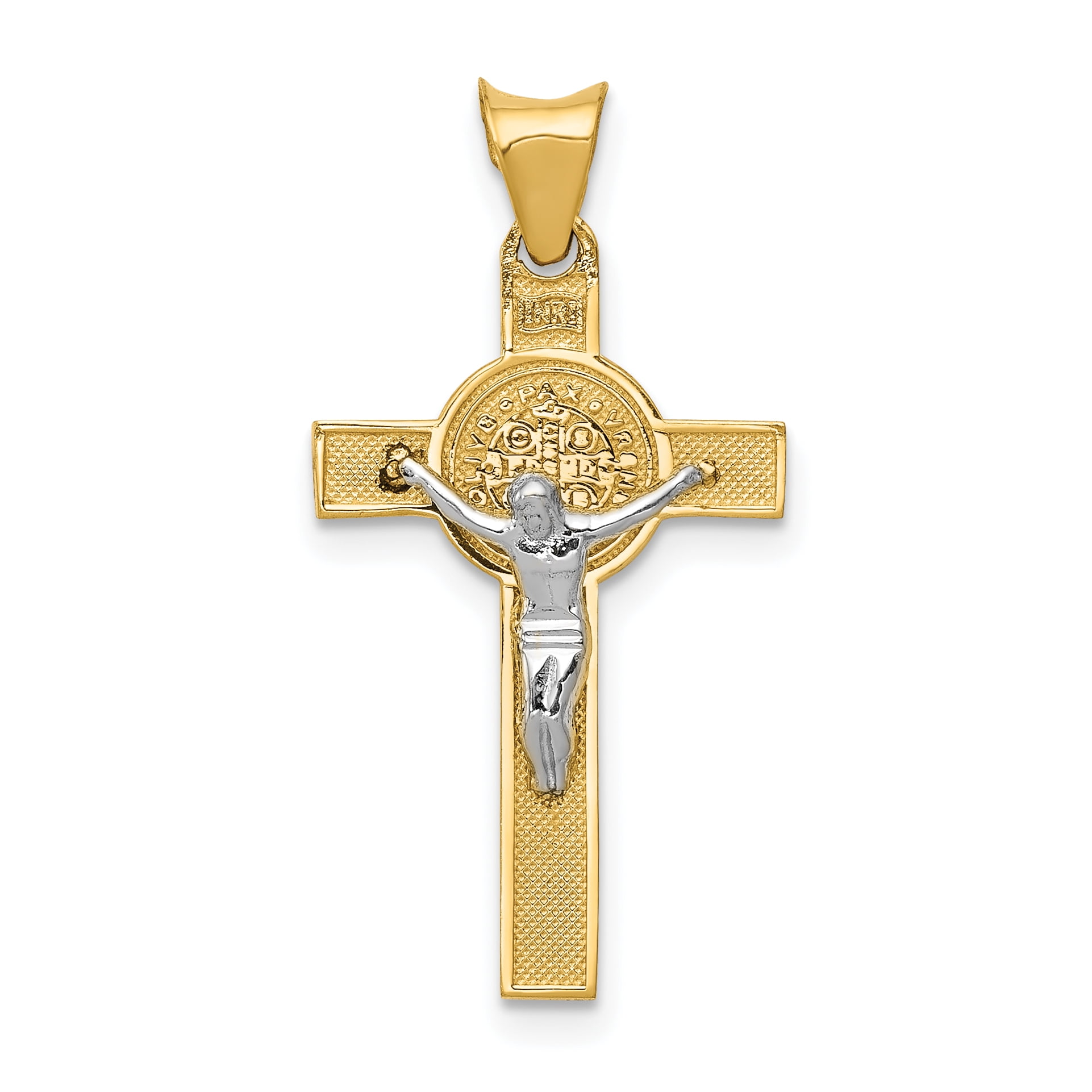 American Set Co 14k Two Tone Gold Religious Crucifix Pendant Charm