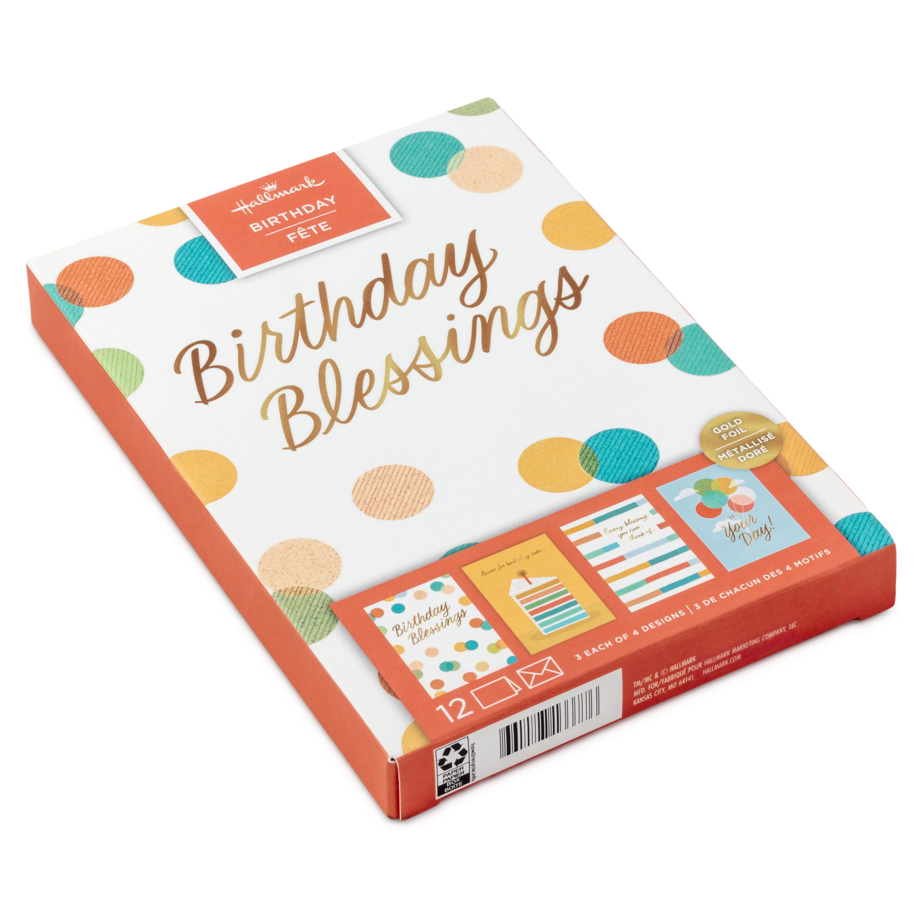 Hallmark Assorted Birthday Cards (Bright and Blessed), 12 Count