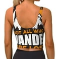 thumbnail image 3 of Haiem Not All Who Wander Are Lost4 Pattern Womens Sports Bra - U Neck Padded Low Impact Yoga Bra Workout Crop Top Gym Moisture-Wicking Workout Vest -Small, 3 of 9