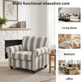 thumbnail image 4 of DREAMSIDEA Square Accent Chair Upholstered Striped Armchair for Living Room with Wood Legs & Wide Seat, Light Gray White, 4 of 5