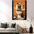 thumbnail image 5 of Yorkshire Terrier Dog Canvas Wall Art for Bedroom Living Room Home Decor,Funny Dog Canvas Sitting on The Toilet Animal Pattern Office Artworks, modern wall decor, Ready to Hang, 5 of 6