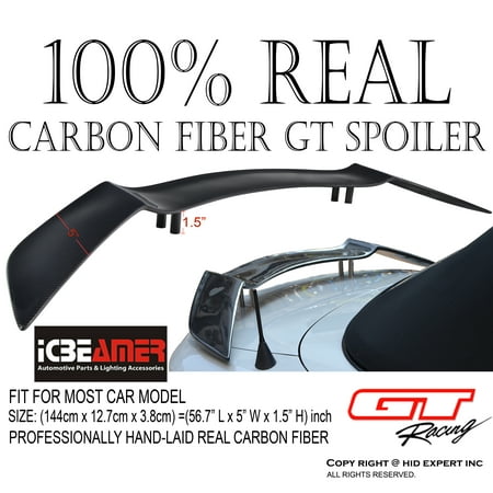 Fiber Wing - JDM 100% Real Carbon Fiber STYLE 57 inch RACING REAR BACK TRUNK SPOILER/ WING