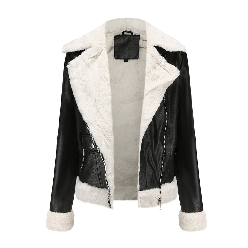 Leather Jackets for Women Zpanxa Women Faux Leather Moto Biker Short Coat Jacket, Plus Size Short Lightweight Motorcycle Biker Jacket, Fitted Slim Jackets Coat Black B XL