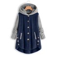 thumbnail image 2 of ZRBYWB Womens Coats Women's Plus Size Casual Color Block Plush Sweatshirt Hoodie Loose Blouse Warm Coat Overcoat For Women, 2 of 4