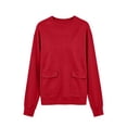 thumbnail image 7 of Tqcoqu Women's Solid Crew Neck Pullover Sweatshirt with Dual Front Patch Pockets,Long Sleeve Loose Casual Tops for Fall Winter,Red Women's S-XXL, 7 of 7