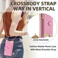 thumbnail image 2 of Allytechgroup Wallet Case for iPhone 14 with Makeup Mirror, Detachable Metal Shoulder Strap Cards Slots Zipper Pocket Shockproof Protective Phone Case for iPhone 14, Pink, 2 of 8
