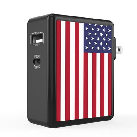 

Infuze 45W Wall Charger for Schok Freedom Turbo XL 2022 - 2 Port PD Power Delivery USB-C 2.4A USB-A Power Adapter with Foldable Plug - American Flag