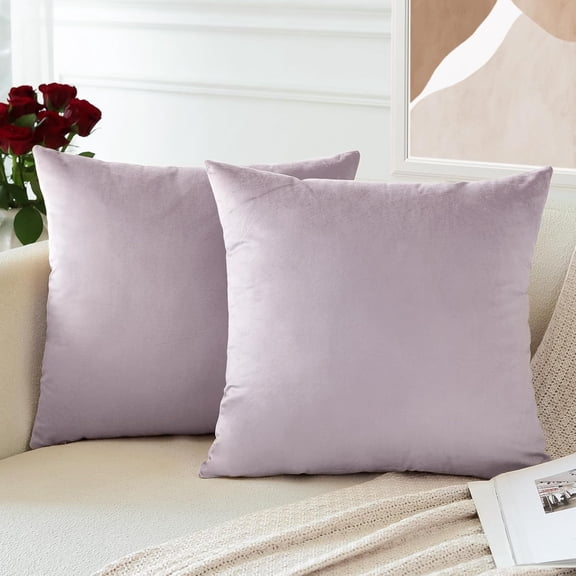 Set of 2 Light Purple Decorative Pillow Covers 16x16 Cushion Sofa Decor