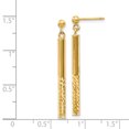 thumbnail image 2 of 14K Yellow Gold Polished and Diamond Cut Bar Dangle Post Earrings, 2 of 2