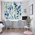 thumbnail image 5 of Navy Blue Leaves Kitchen Curtains 63 Inch Length, Green Summer Botanical Grommet Top Bedroom Living Room Curtains, Light Filtering Cafe Curtain Drapes 2 Panels Set 104''x63'', 5 of 9
