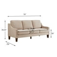 thumbnail image 3 of 3 Seater Velvet Couch, Comfy Sofa Couch with Scooped Armrests and Wooden Legs, Upholstered Sofa Cama with Removable Cushions, Deep Seat Couch for Living Room, Bedroom (taupe), 3 of 9