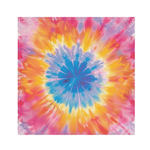 JSTEL Tie Dye Pink Yellow & Blue Cloth Napkins Set of 4, 20x20 Inch Washable and Reusable Napkin for Decoupage Dinner Party Everyday Use