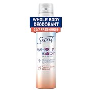 Secret Whole Body Deodorant Spray for Women, Peach & Vanilla Scent, Aluminum Free Deodorant Spray, 72 HR Odor Protection, 3.5 oz