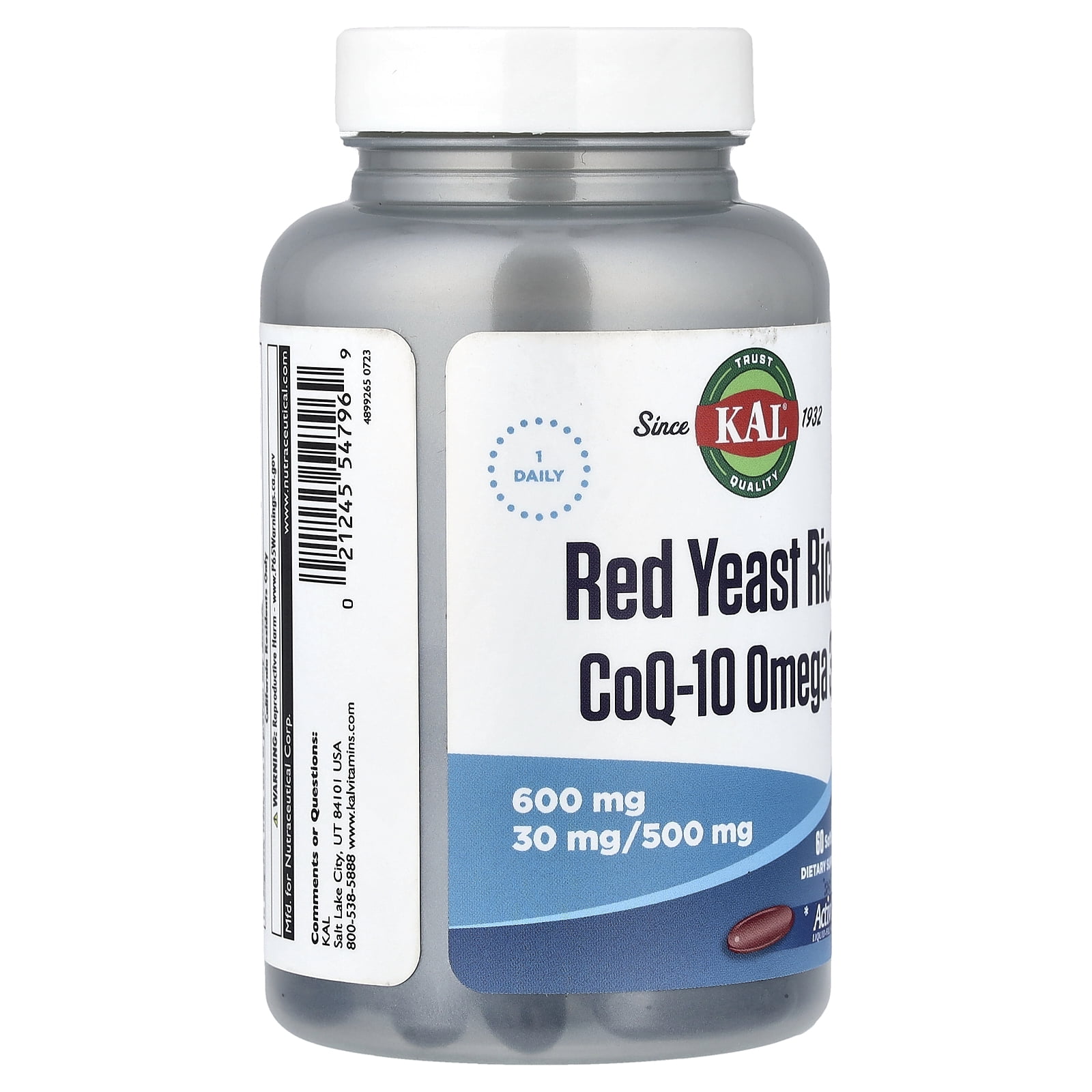 Kal - Red Yeast Rice CoQ-10 Omega 3 600/30/500 mg - 60 Softgels