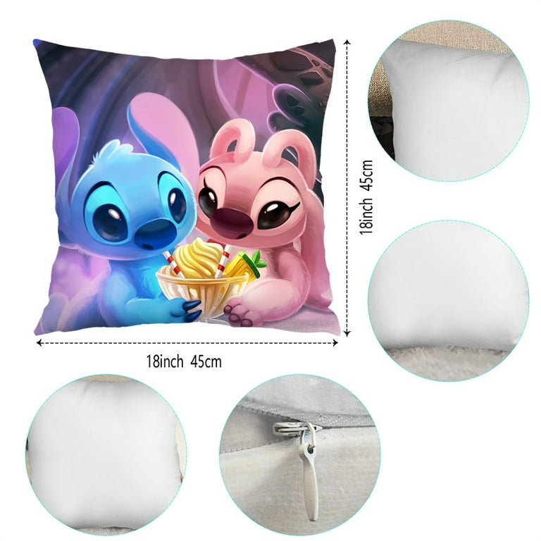 Disney Stitch Sofa Cushions - 3D Plush Cushions for Bed or Sofa Women  Teenagers Kids Bedroom Accessories - Stitch Gifts (Blue Stitch)