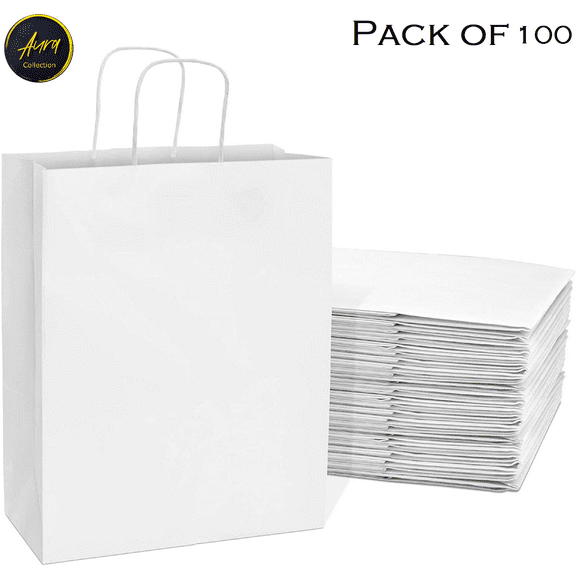 White Kraft Paper Bags 8"x4.75"x10.25" 100 CT