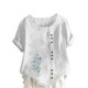 thumbnail image 1 of Vestidos Casuales Para Mujer, Blusas De Mujer De Moda Blusa tipo túnica informal de lino con estampado de peces del océano y botones de manga corta para mujer, 1 of 4