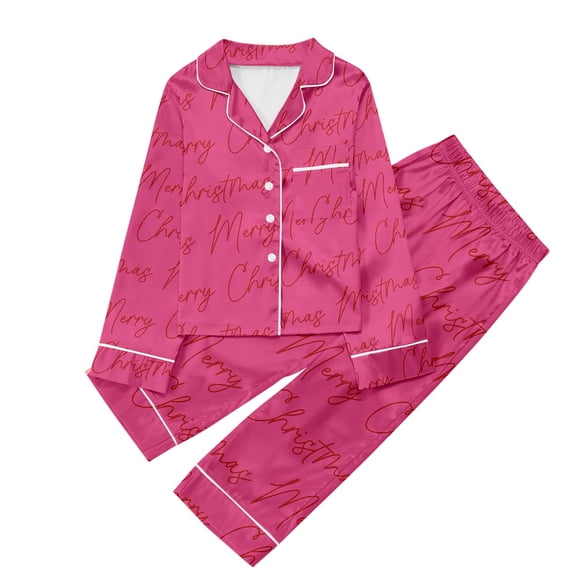 LUOGENLI Girls Pajamas Size 8 Children's Christmas Print Long Sleeve Trousers Cardigan Children's Pajamas Two Sets Girls Pajamas Size 7 5-6 Years