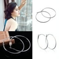thumbnail image 2 of Grandest Birch 1Pair Women Big Circle Charm Statement Hoop Earrings Evening Party Jewelry Gift Steel Brown, 2 of 8