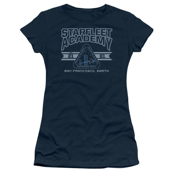 Star Trek Starfleet Academy Earth Junior Women's Sheer T-Shirt Navy