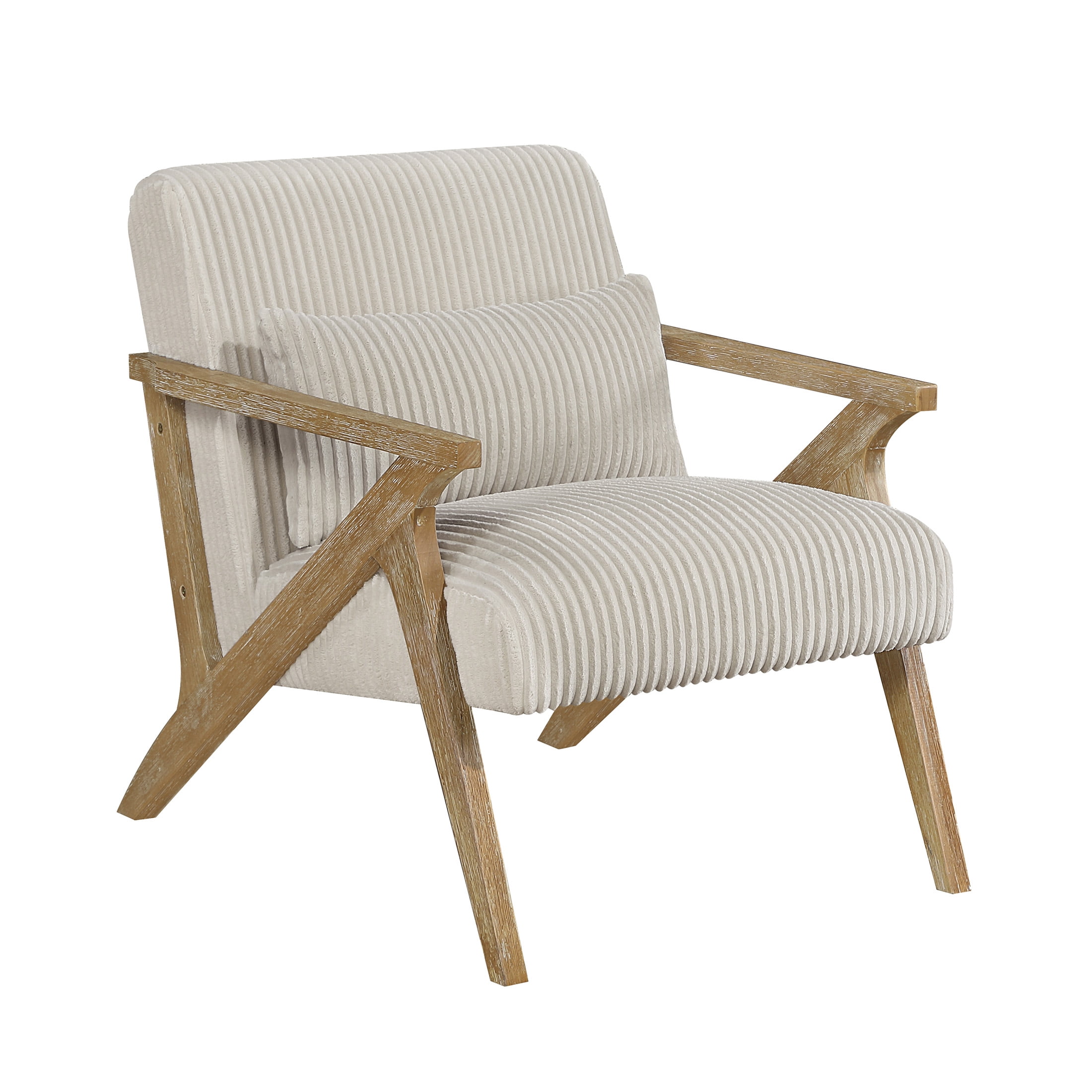 OakvillePark Papyrus Solid Rubberwood Frame Corduroy Accent Chair, Beige