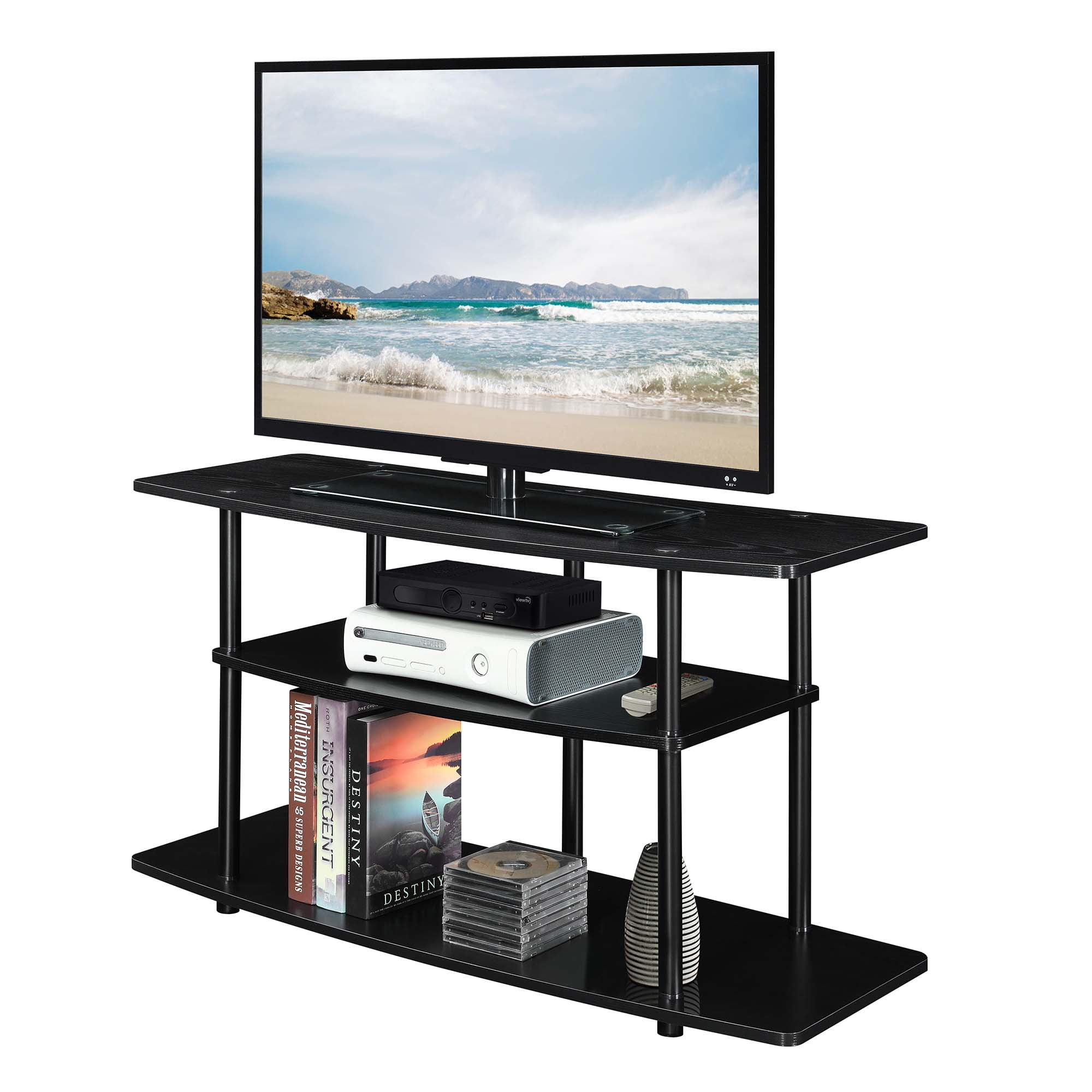 Convenience Concepts Designs2Go No Tools 3 Tier Wide TV Stand for TVs up to 46", Black/Black