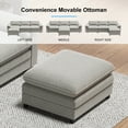 thumbnail image 6 of MUZZ Sectional Sofa with Ottoman, Small L Shaped Free Combination Velvet Couch Furniture for Living Room, Light Gray, 6 of 6