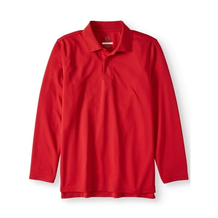 - Boys School Uniform Long Sleeve Performance Polo