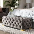 thumbnail image 5 of Bowery Hill Modern Tufted Velvet Ottoman in Gray and Gold, 5 of 8