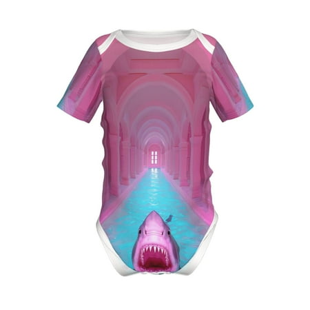 

Yiaed Pink Shark Pool Fantasy Print Infant Climbing Short Sleeve Onesie One-Piece Baby Bodysuit Clothes 0-12 Months -