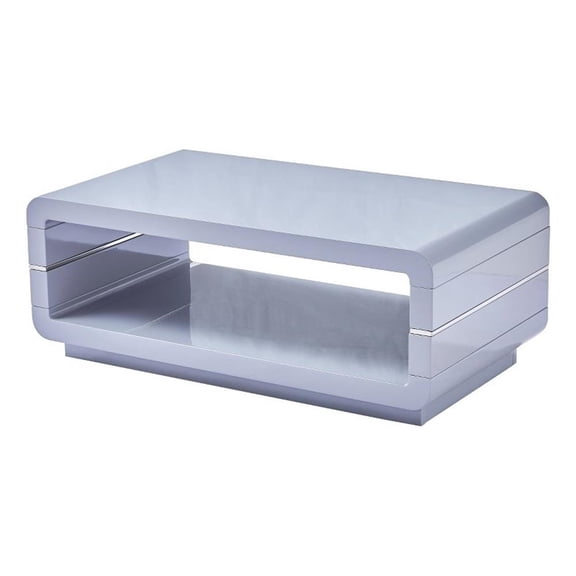 Modern Wood Coffee Table with Glossy Light Gray Finish