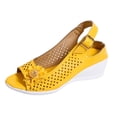 thumbnail image 3 of Fiaer Buckled Wedge Sandals for Women Open Toe Slingback Heeled Dress Sandals Summer Hollow out Floral Footwear Yellow 9.5, 3 of 9