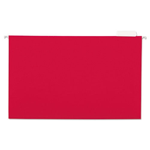 Universal UNV14218 1/5 Cut Tab Legal Size Deluxe Color Hanging File Folders - Red (25/Box)