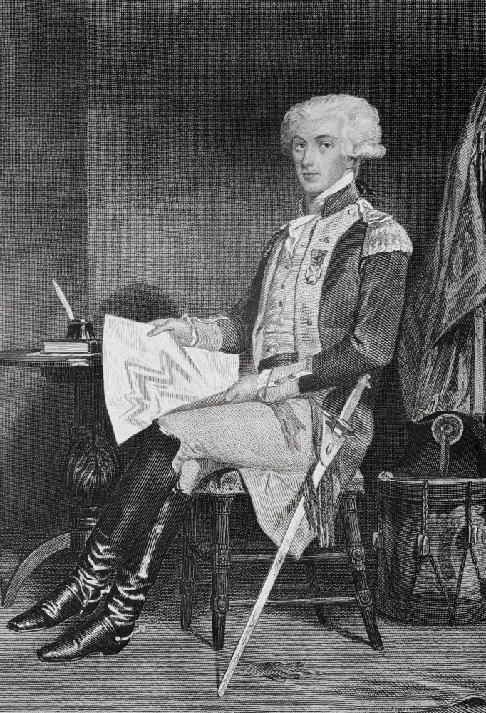 Marie-Joseph-Paul-Yves-Roch-Gilbert Du Motier Marquis De Lafayette 1757-1834 French Solider Who Fought Wiith Americans In American Revolution From Painting By Alonzo Chappel Canvas Art - Ken Welsh De
