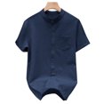 thumbnail image 1 of pstuiky camisetas de hombre, Camisa casual de manga corta para hombre, estilo bolos vintage, estilo playero cubano, con botones, para verano ropa de hombre m, 1 of 4