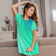thumbnail image 3 of Vsdgher Motif Couleurs Bleu Vert Chemise de Nuit à Manches Courtes Col Rond Mignonne Robe de Nuit Confortable, 3 of 6