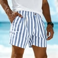 thumbnail image 4 of BVnarty Men's Striped Relaxed Fit Swim Trunks with Compression Liner Quick Dry Board Shorts Beach Shorts with Pockets Light Blue XL, 4 of 7