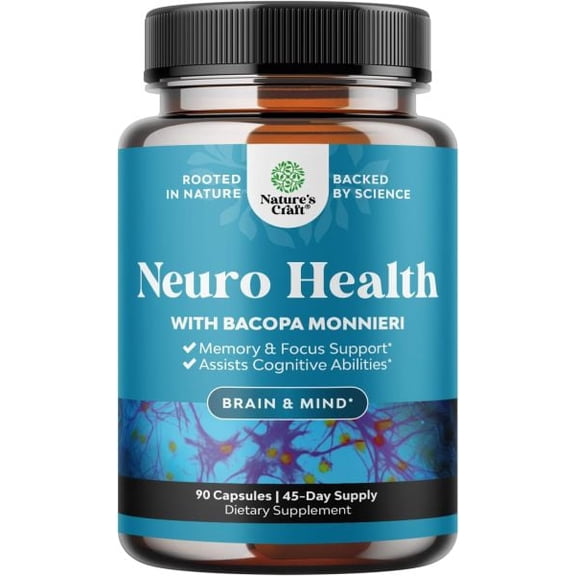 Natures Craft Neuro Health Nootropic Brain Supplement for Memory and Focus Enhancement, 90 Capsules
