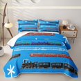 thumbnail image 2 of Erosebridal Vintage Train Quilt King for Boys Men, Cartoon Locomotive Car King Coverlet Set, Blue, 3pcs, 2 of 7