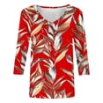 thumbnail image 7 of Tqcoqu Women's V Neck Tunic Tops,3/4 Sleeve Gradient Print Casual Loose Daily Wear Tops,Red-2 Women's S-XXL, 7 of 7