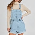 thumbnail image 2 of Women's Solid Loose Fit Denim Overalls with Multiple Pockets Casual Jumpsuit Light Blue XL, 2 of 7
